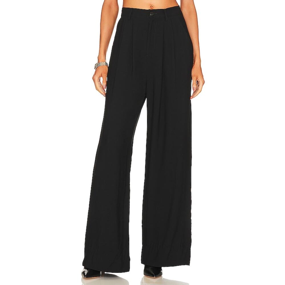 Nonchalant Label 'Fabi' Black Crepe Wide Leg Pant Size S